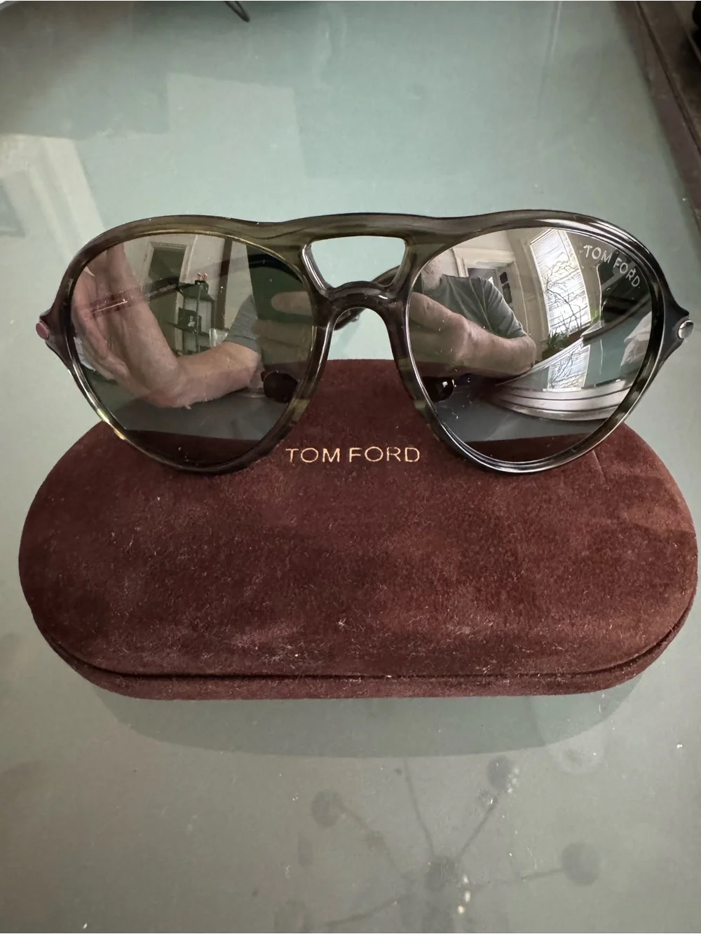 Tom Ford Men's Mirrored Aviator Sunglasses in Black Frame